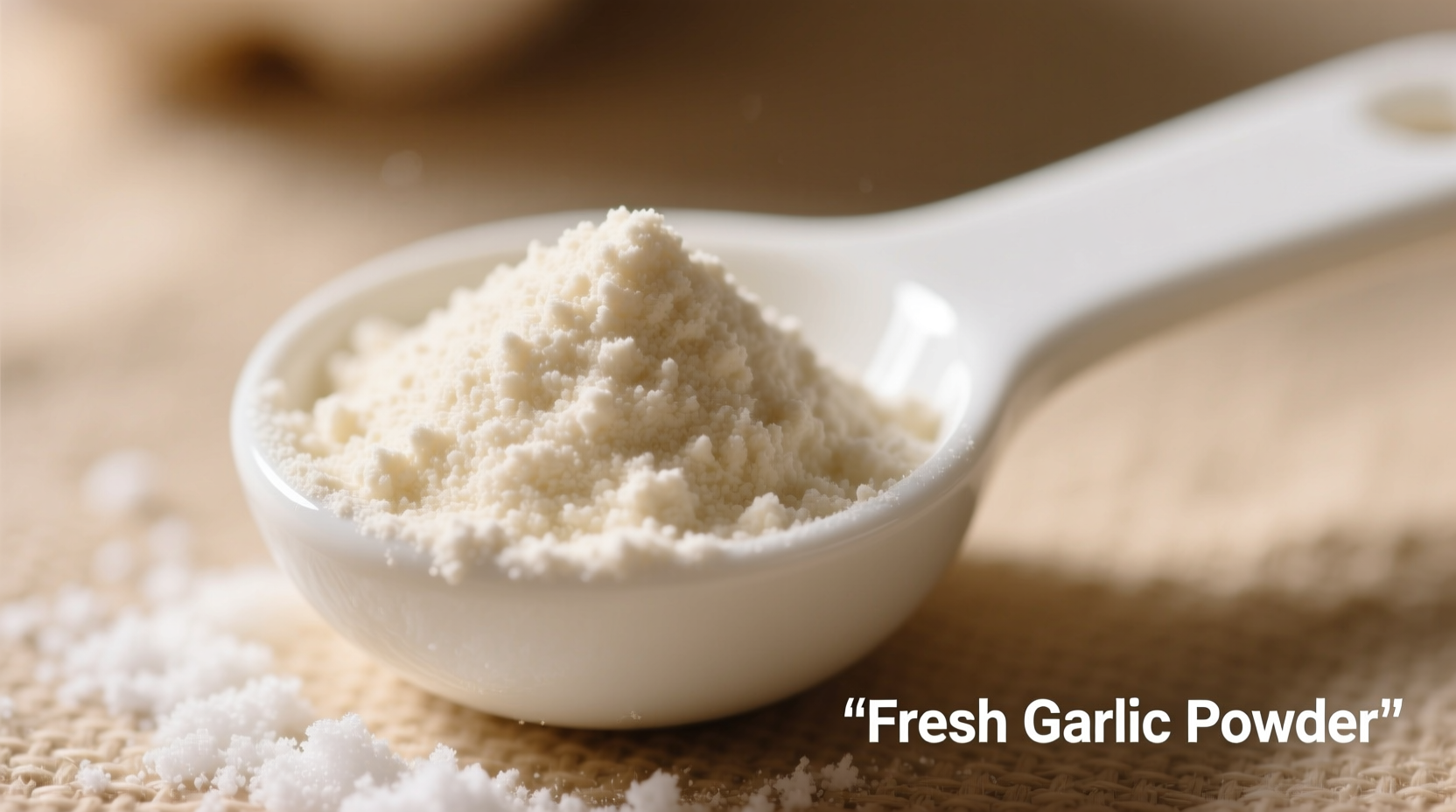 Close-up of garlic powder in measuring spoon