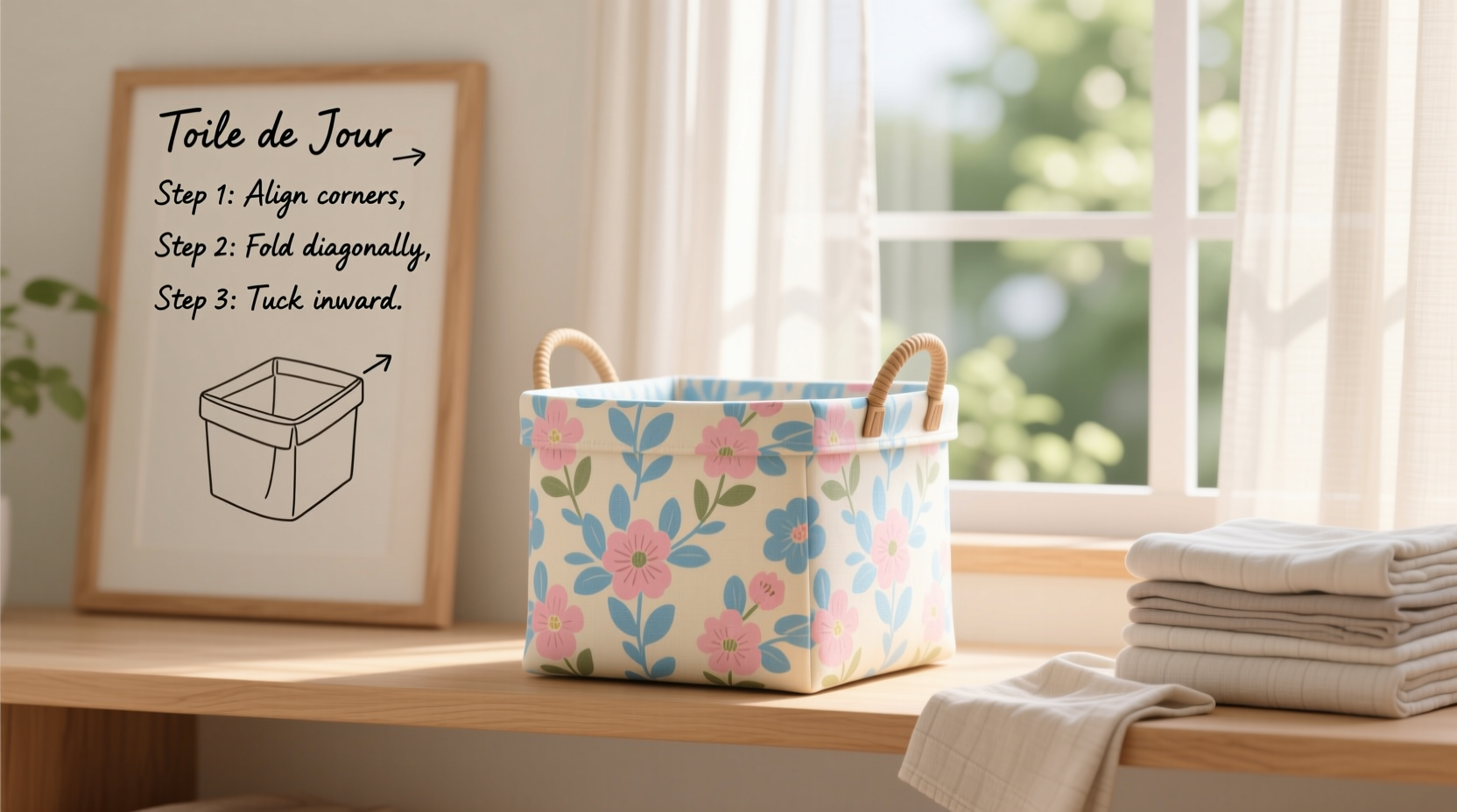 mastering the art of folding a toile de jouy laundry basket for compact storage