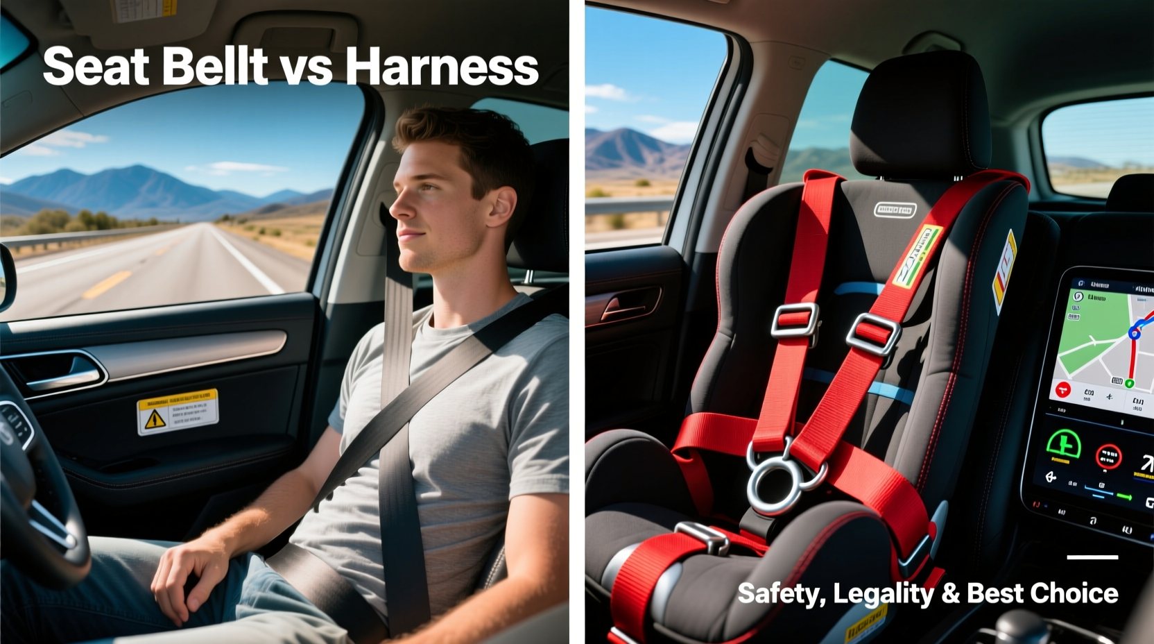 seat belt vs harness road trip