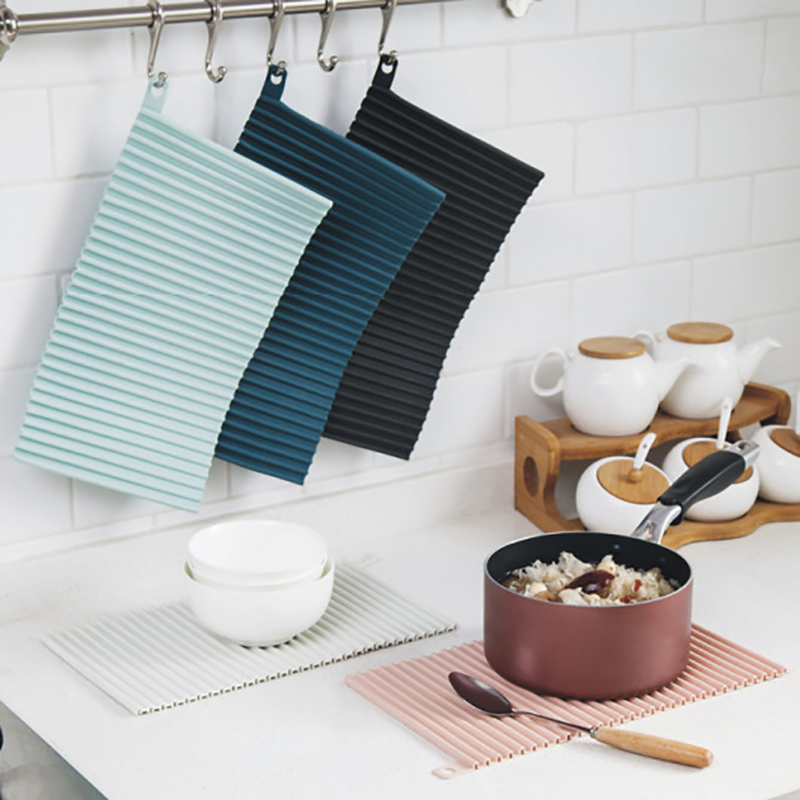 Eco-Friendly Foldable Heat Resistant Non-slip Easy Clean Dishwasher Safe Dish Drying Mat