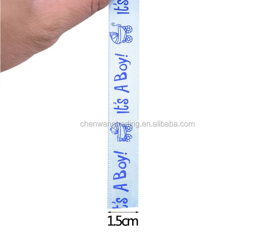 10 Yard "It's A Boy" Satin Ribbon Roll - Blue Baby Shower & Christening Party Decor | 9.14 Meter Length
