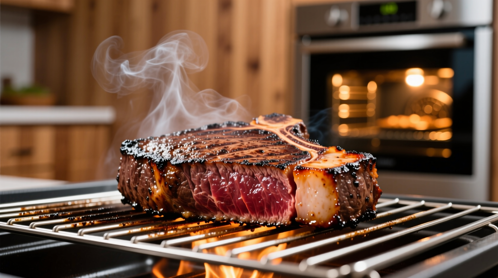quickly sear meat in the broiler rather than on the sto