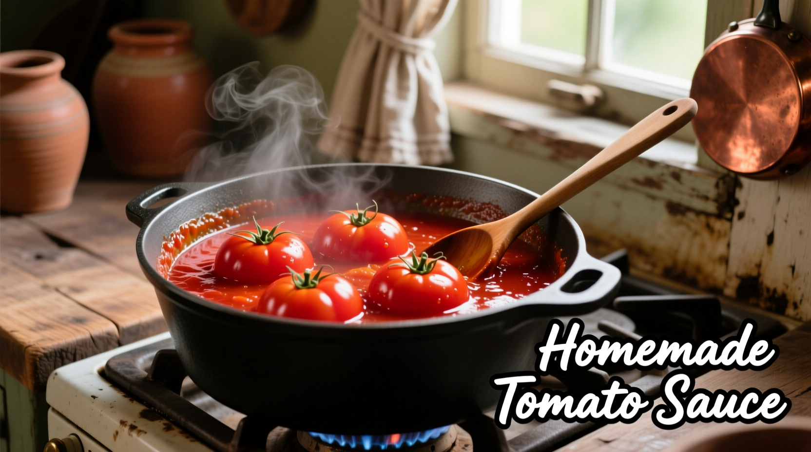 Fresh tomatoes being cooked into homemade tomato sauce