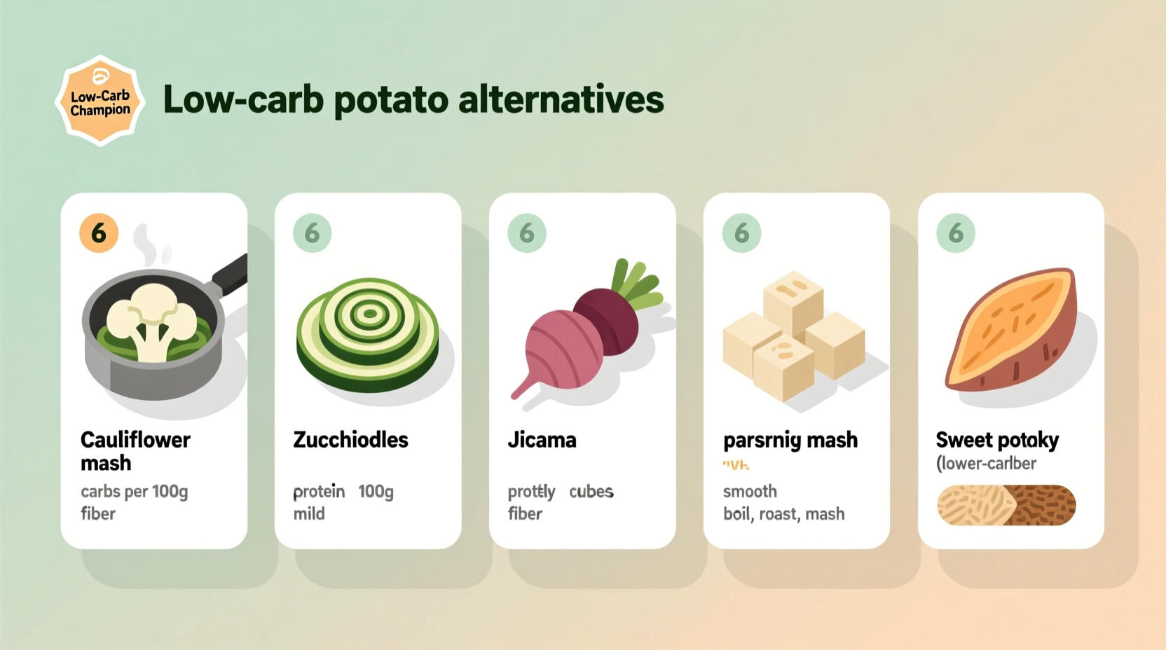 Low carb potato alternatives comparison chart