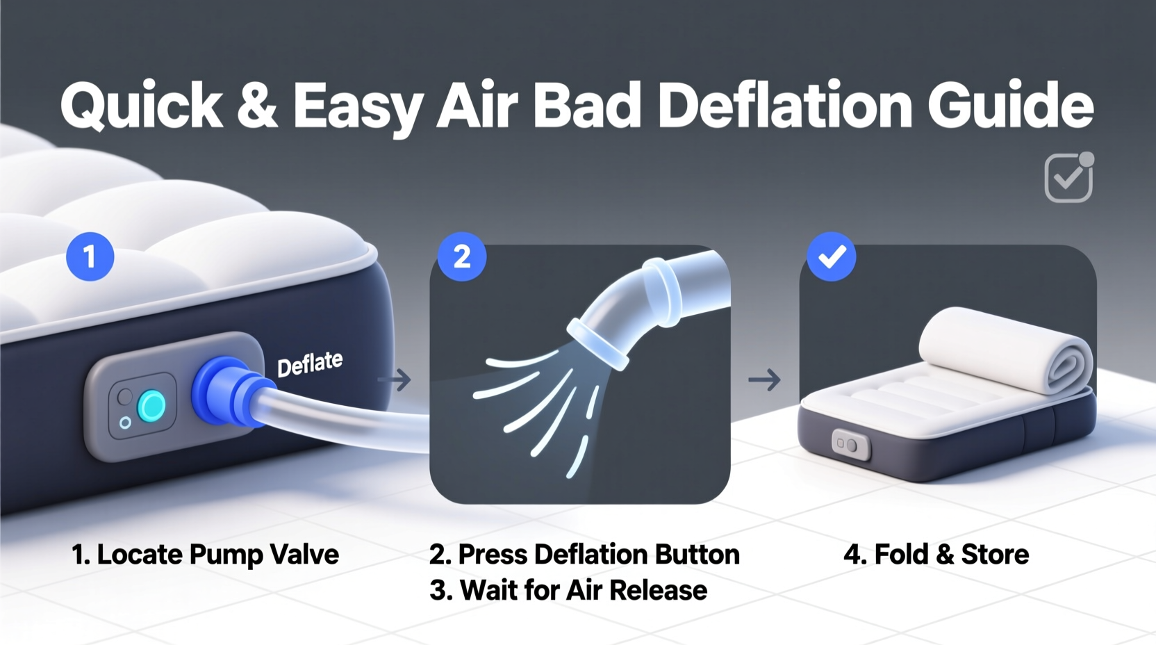 step by step guide to deflating an air bed with a built in pump quickly and easily