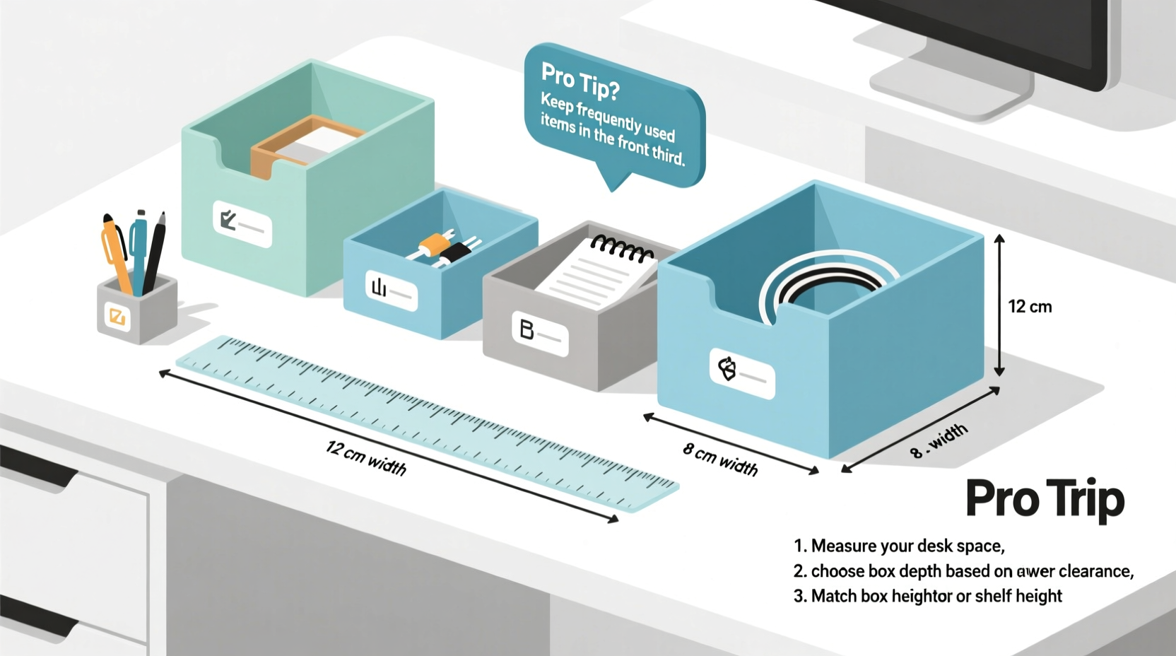 how to measure and pick the best storage box size for your desk organization