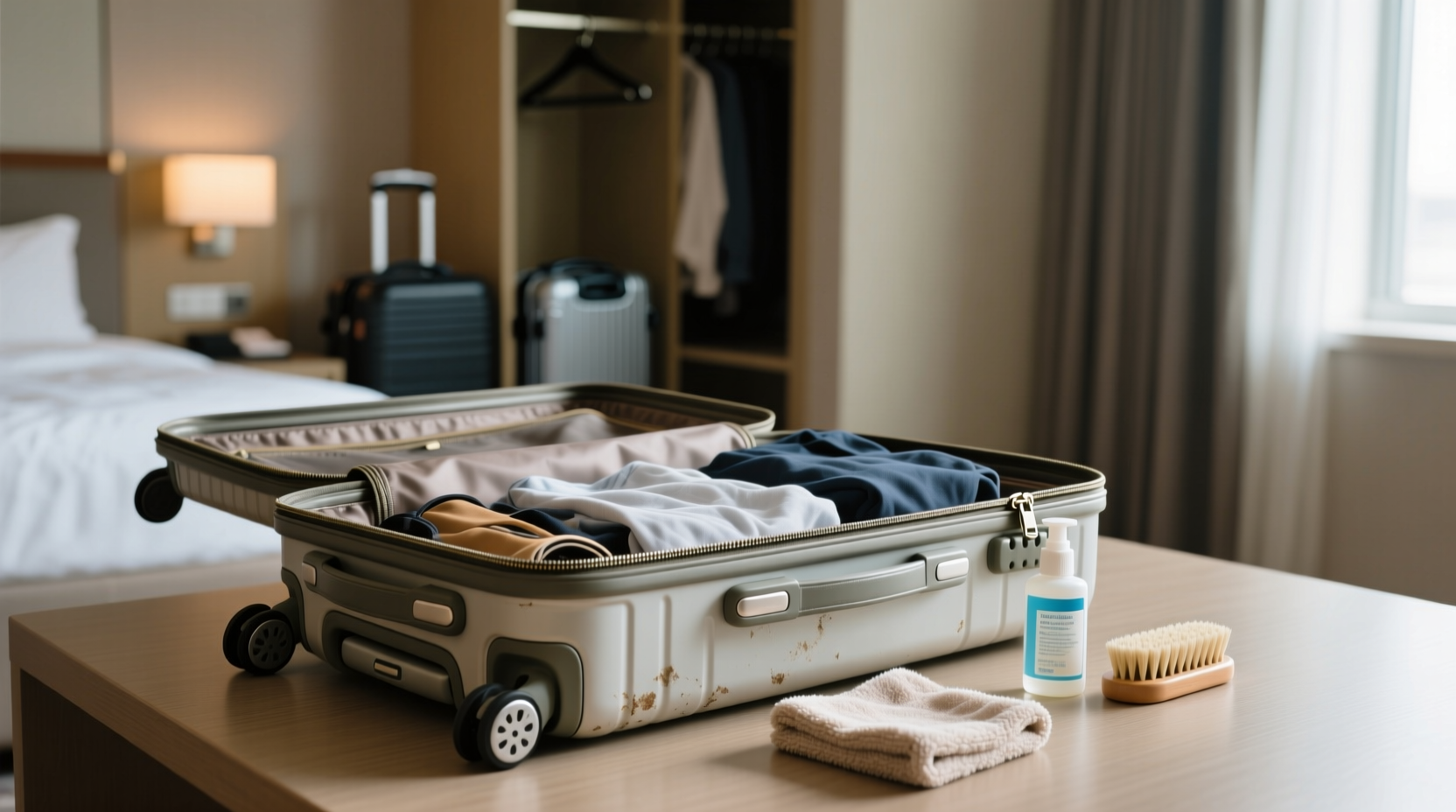 how to clean a suitcase