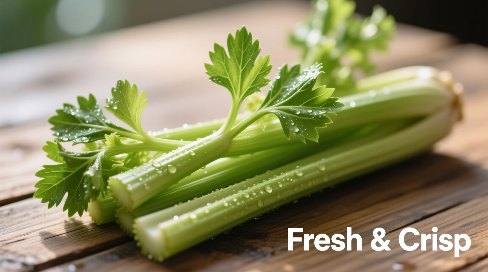 Fresh celery stalks with vibrant green leaves