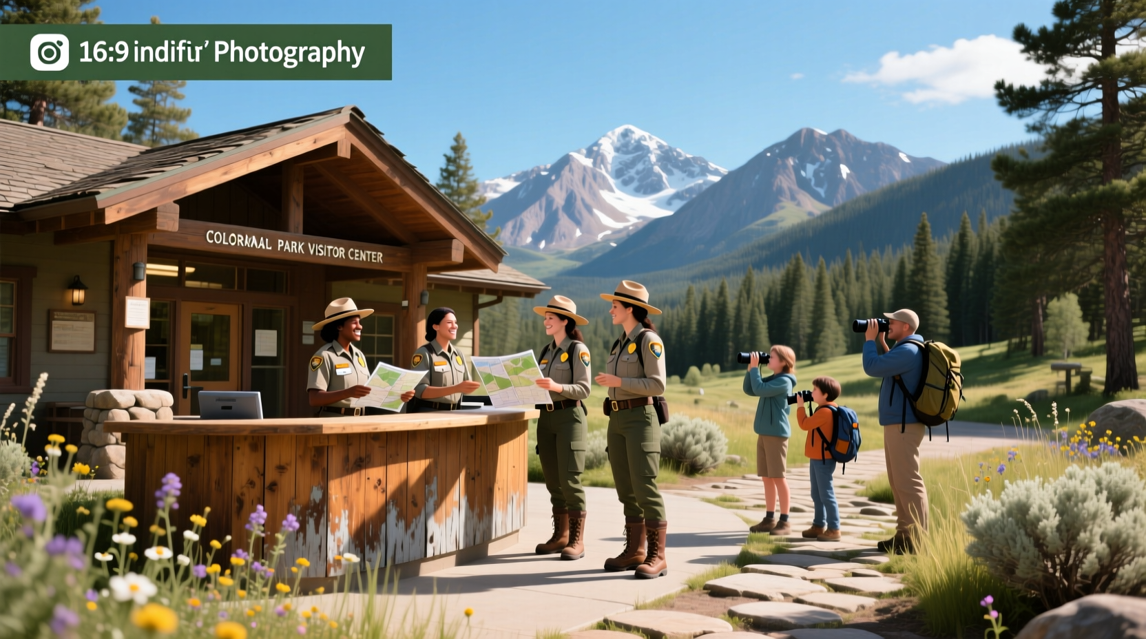 Colorado Parks and Wildlife customer service representative assisting visitor at information desk