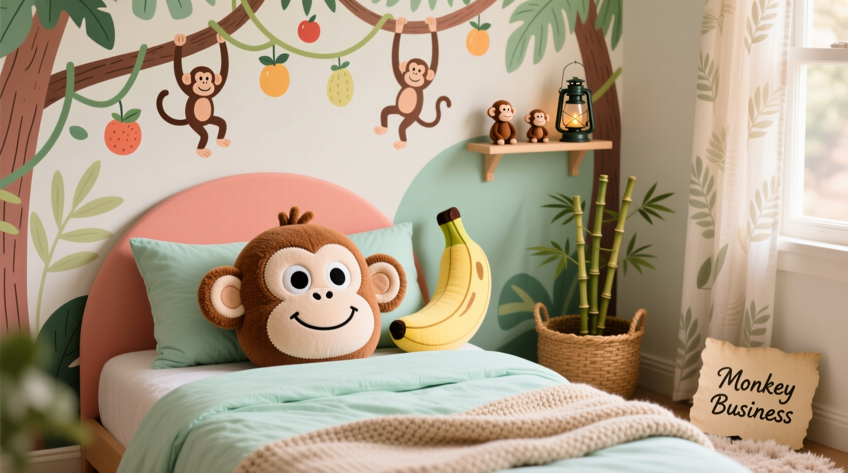 creative ways to style your room using a monkey themed plush pillowcase for a playful and cozy vibe
