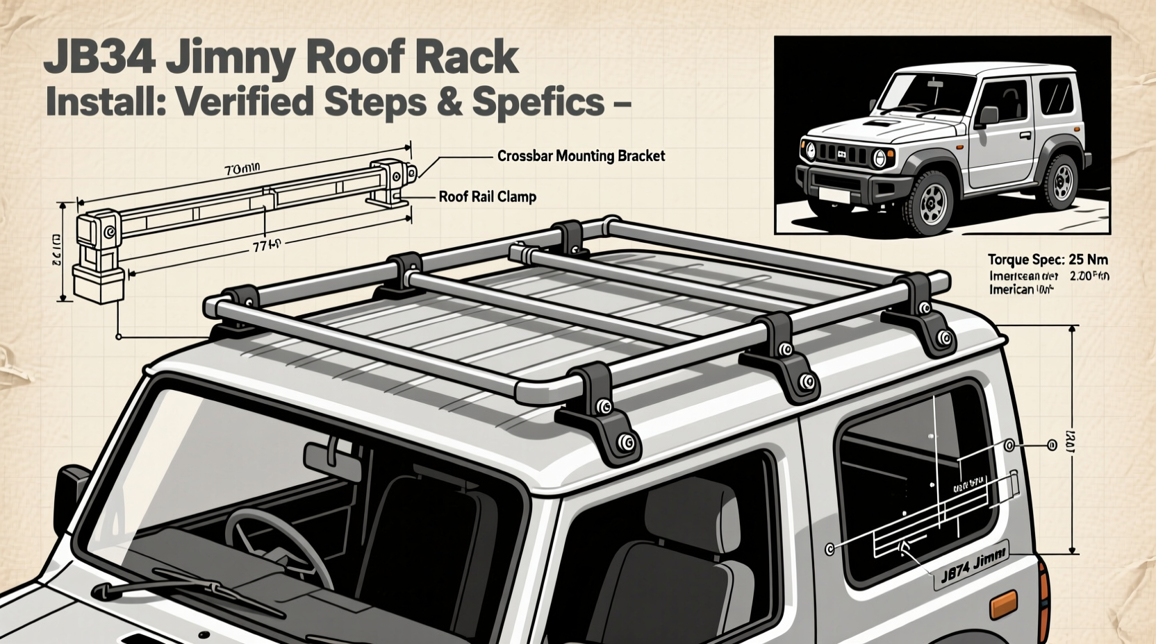jimny jb74 roof rack install