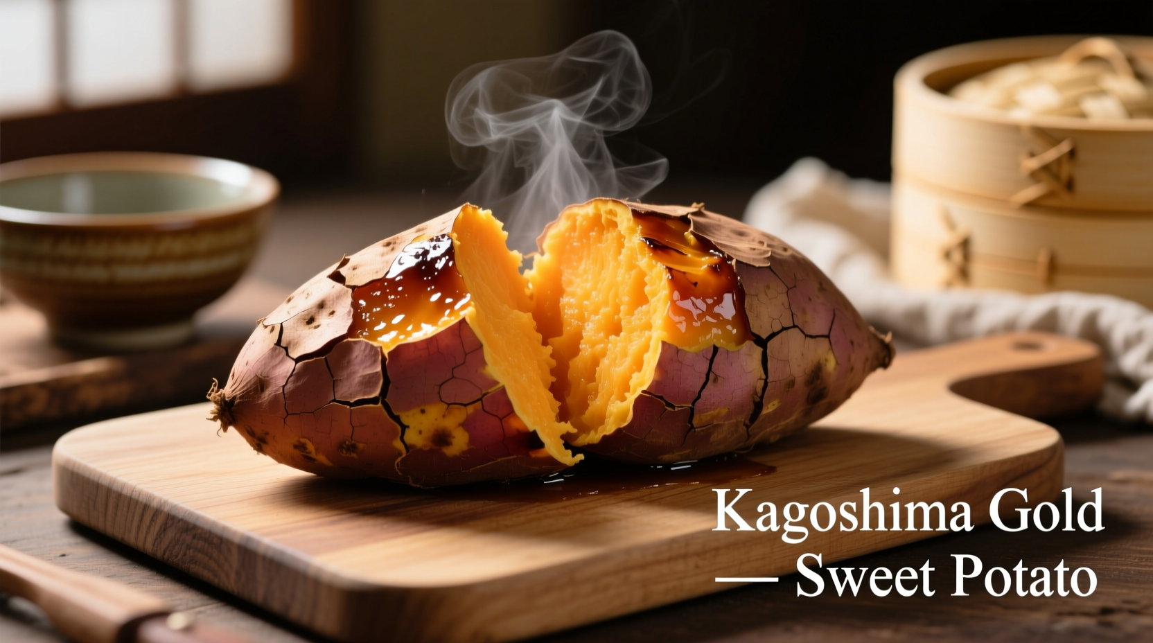 Perfectly baked Japanese sweet potato with golden flesh