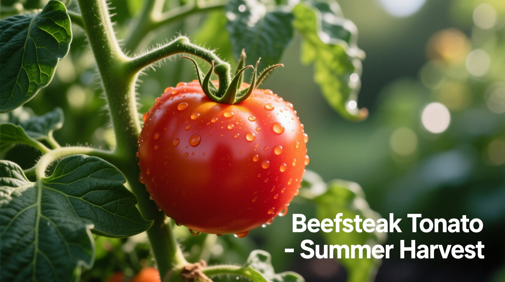 Ripe beefsteak tomato variety growing on vine