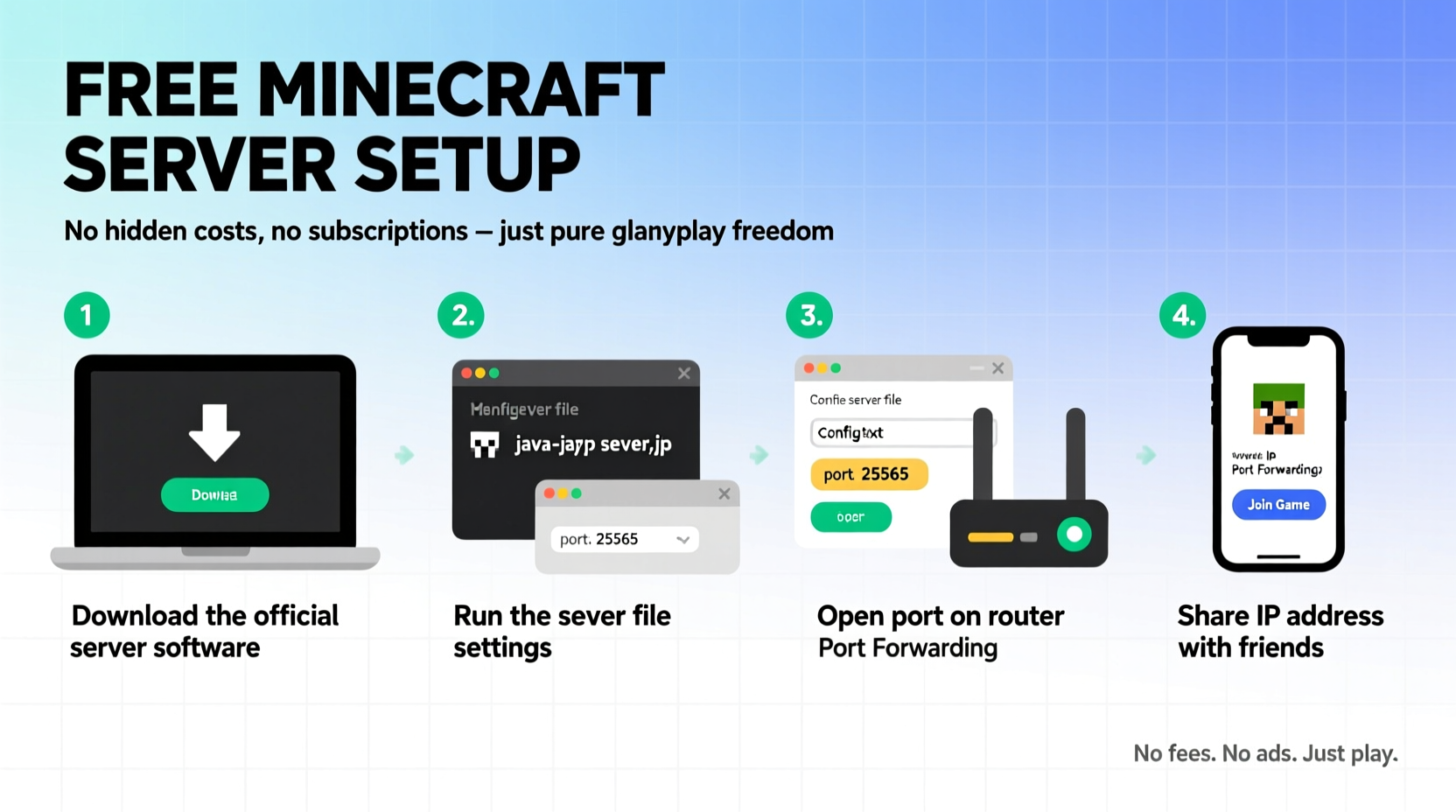 how to easily set up and host a free minecraft server without hidden costs