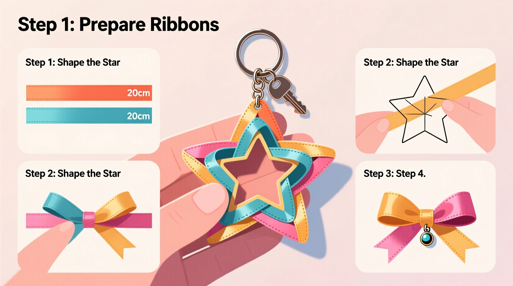 creative guide step by step how to make your own star bowknot keychain at home