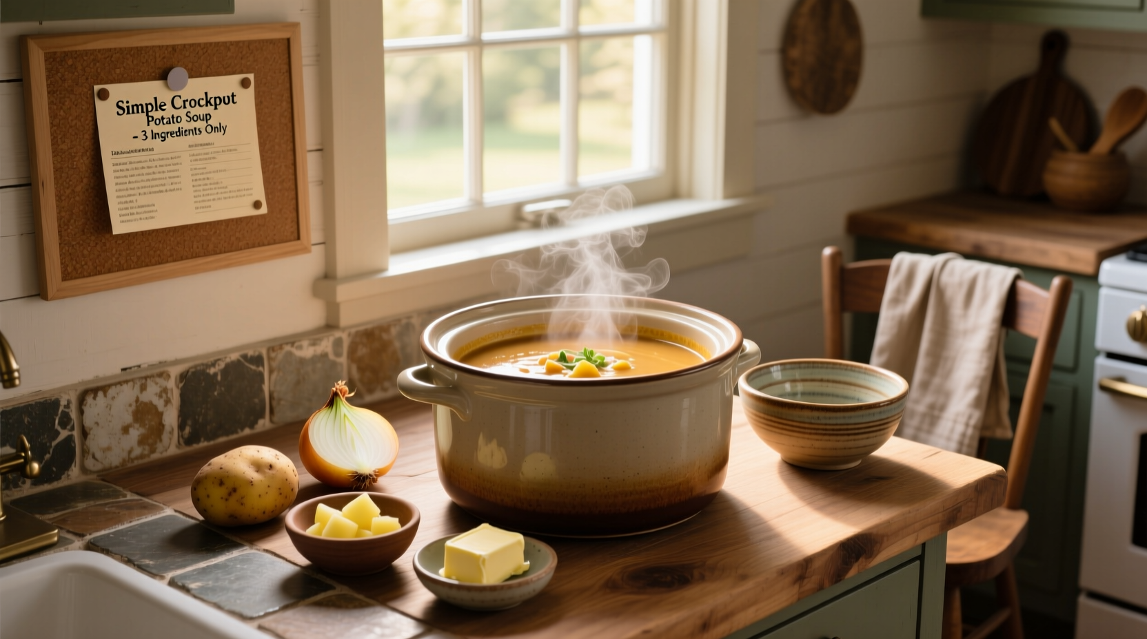 3 ingredient crockpot potato soup