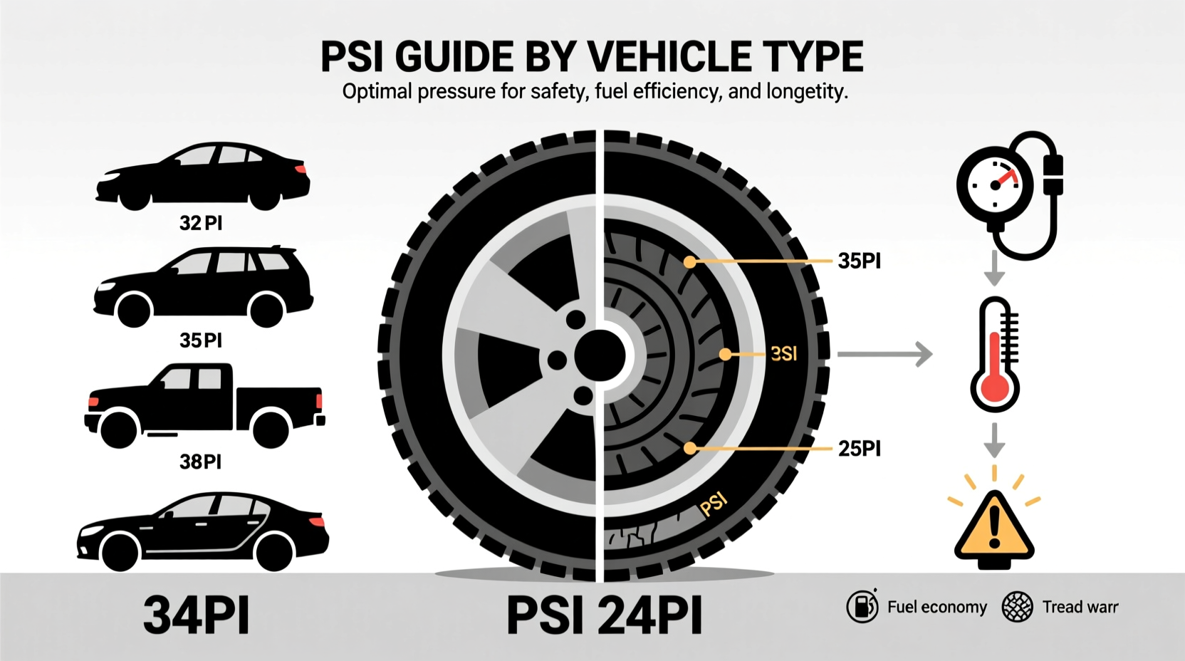 how much air in car tyre