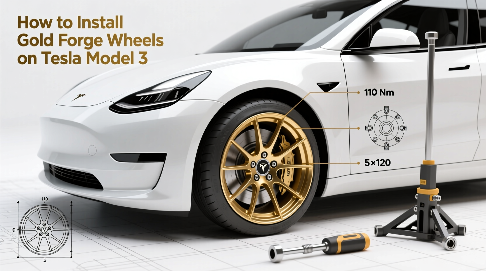 How to Install Gold Forge Wheels on Tesla Model 3