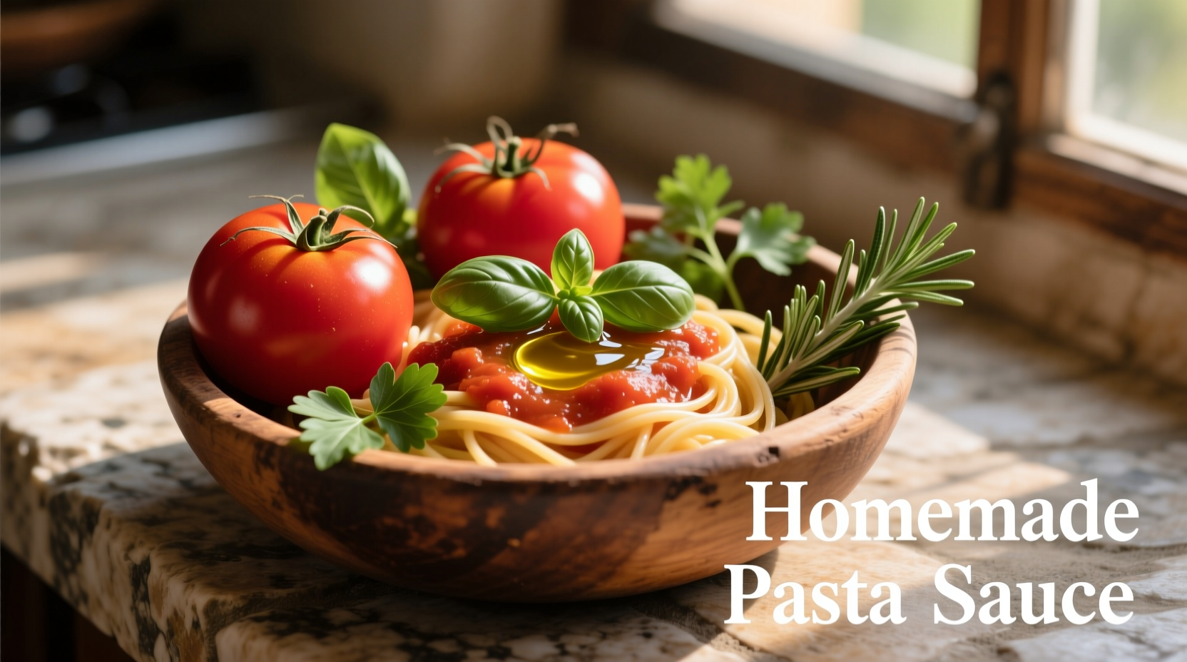 Fresh tomatoes and herbs for pasta sauce