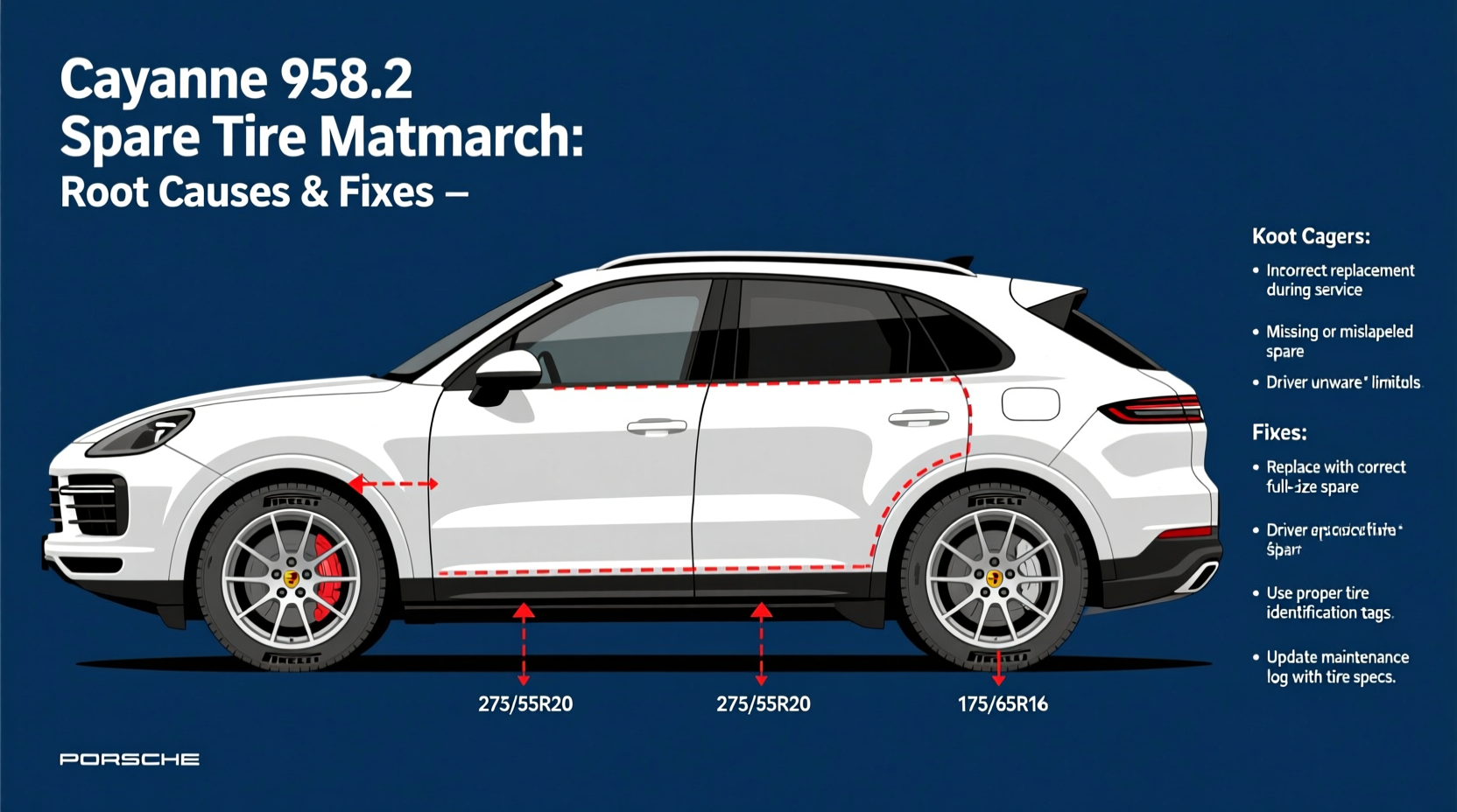 cayenne 9582 spare tire mismatch reason