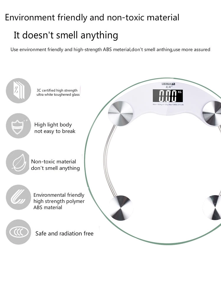 Hot sale Digital Body Scale 180KG/396LB personal Glass Fat High Quality Customizable Round Bathroom Electronic Scale