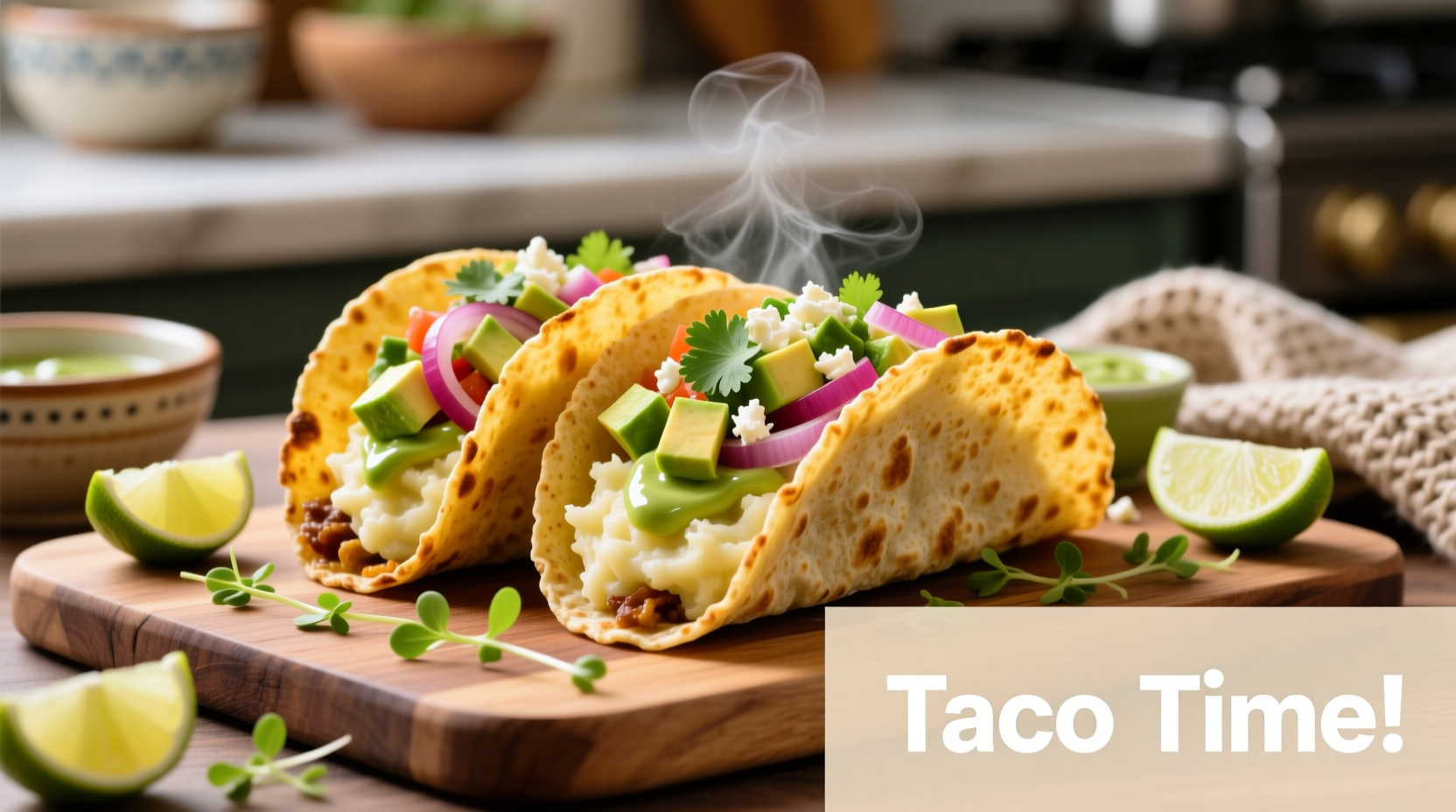 Crispy mashed potato tacos with fresh toppings