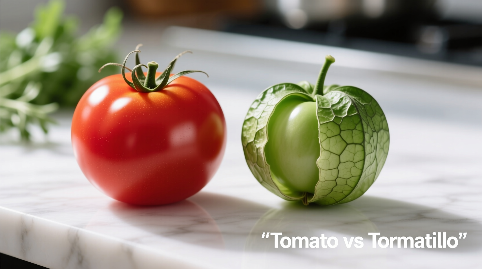 Tomato and tomatillo side-by-side comparison