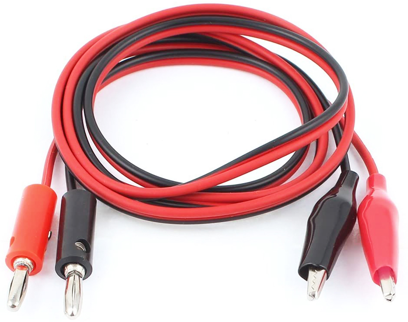 2pcs 1 Meter Alligator Cilp to AV Banana Plug Test Cable Lead Connector Dual Tester Probe 35mm Crocodile Clip 1M for Multimeter