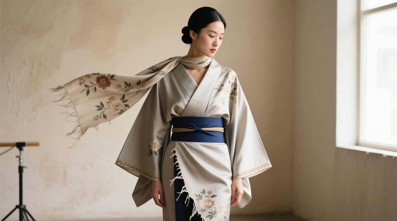 turn an unwanted scarf into a fashionable kimono style