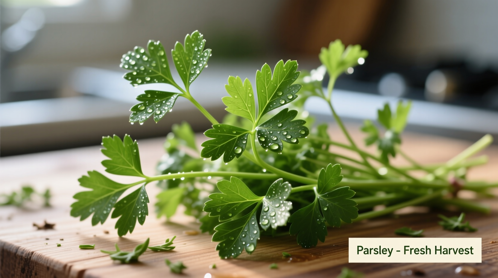 Frische Petersilienzweige mit Stielen