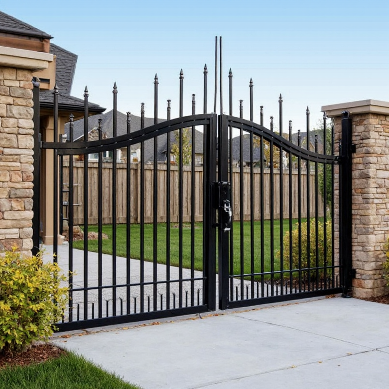 Driveway Gates for Material,application:outdoor showcasing robust, weather-resistant design with elegant detailing.
