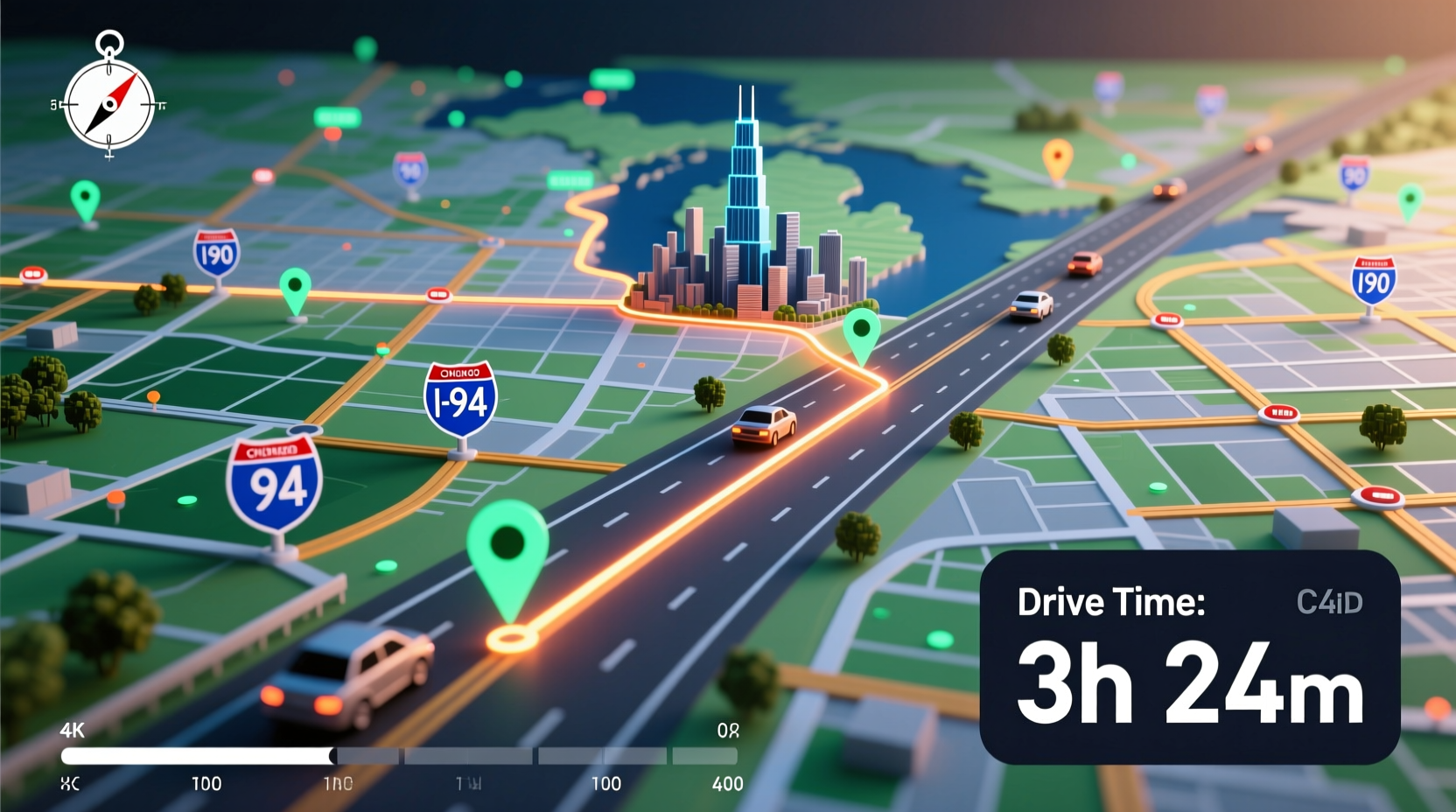 how far is chicago from me by car