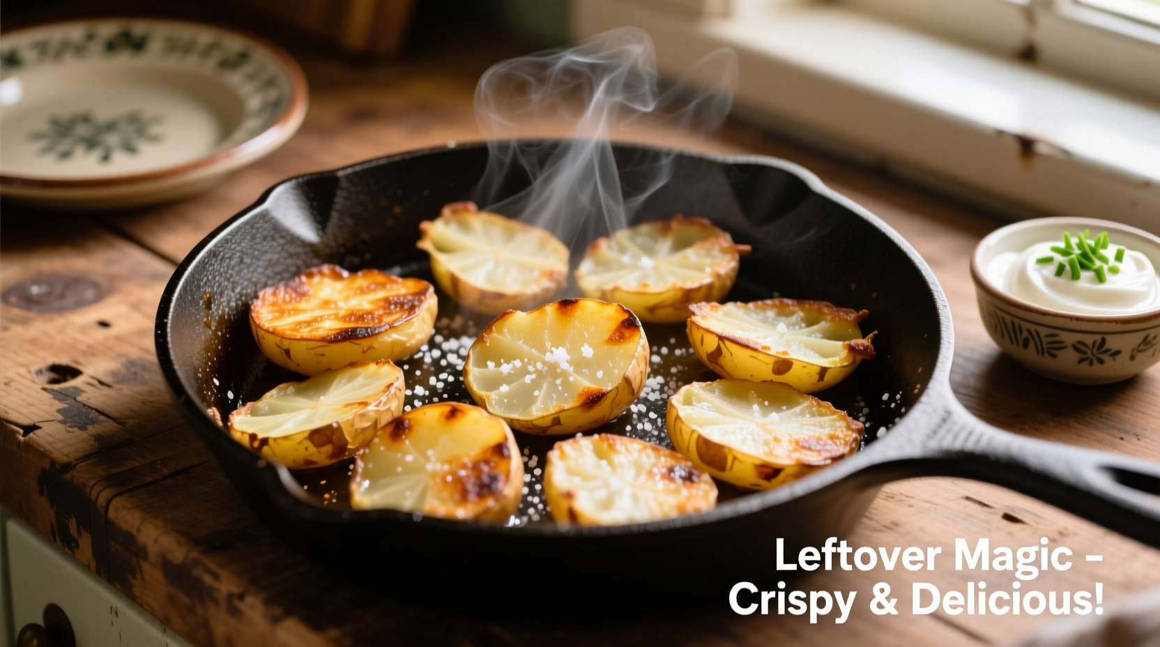 Leftover baked potato transformed into crispy hash browns