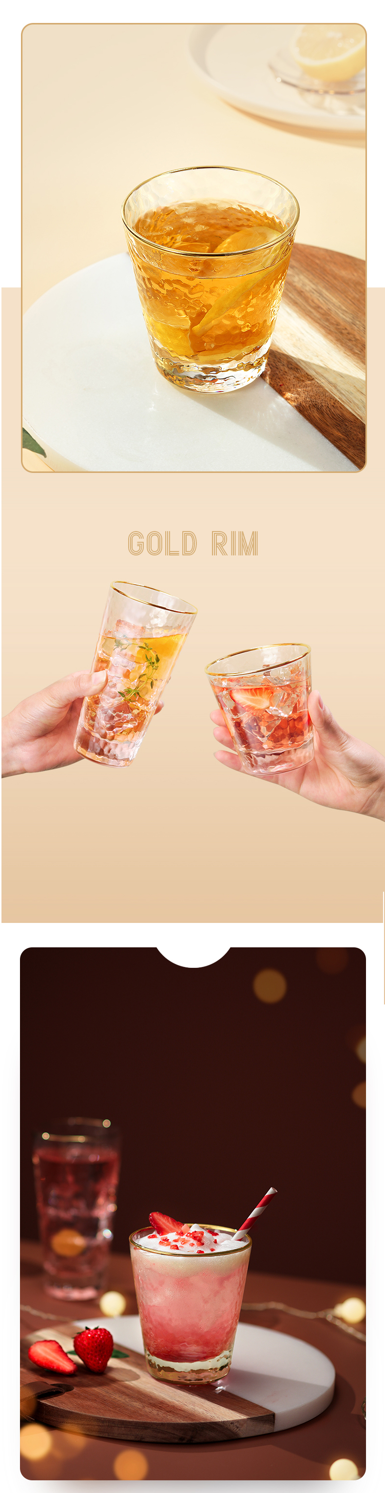 315ML Handmade Promotional Glass Champagne Cup Juice Cup Glassware With Gold Print