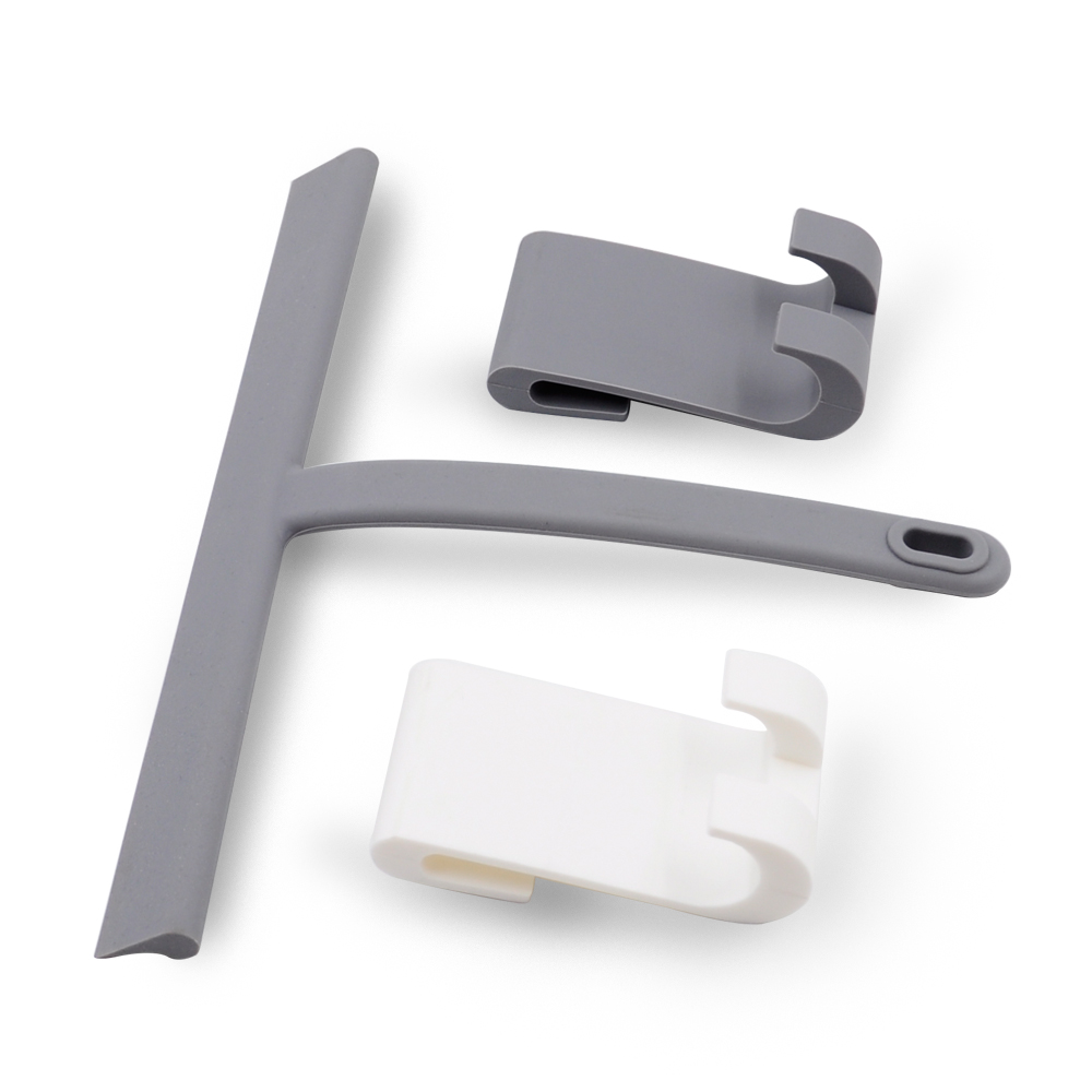 Amazon New Silicone Black/Gray Shower Squeegee Window clean wiper with Hook for Window Glass Mirror