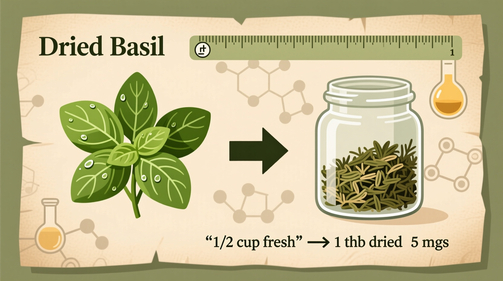 how much dried basil equals 1 2 cup fresh basil
