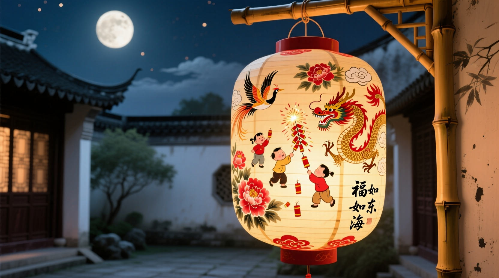 what is painted on new year lanterns