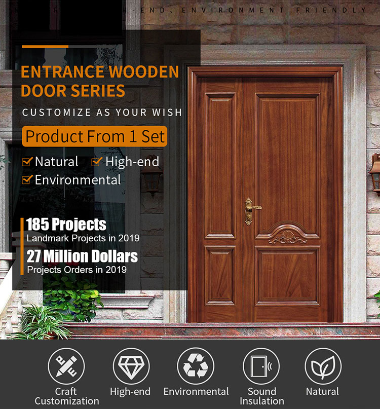 modern teak Wooden front double door design house main entrance door