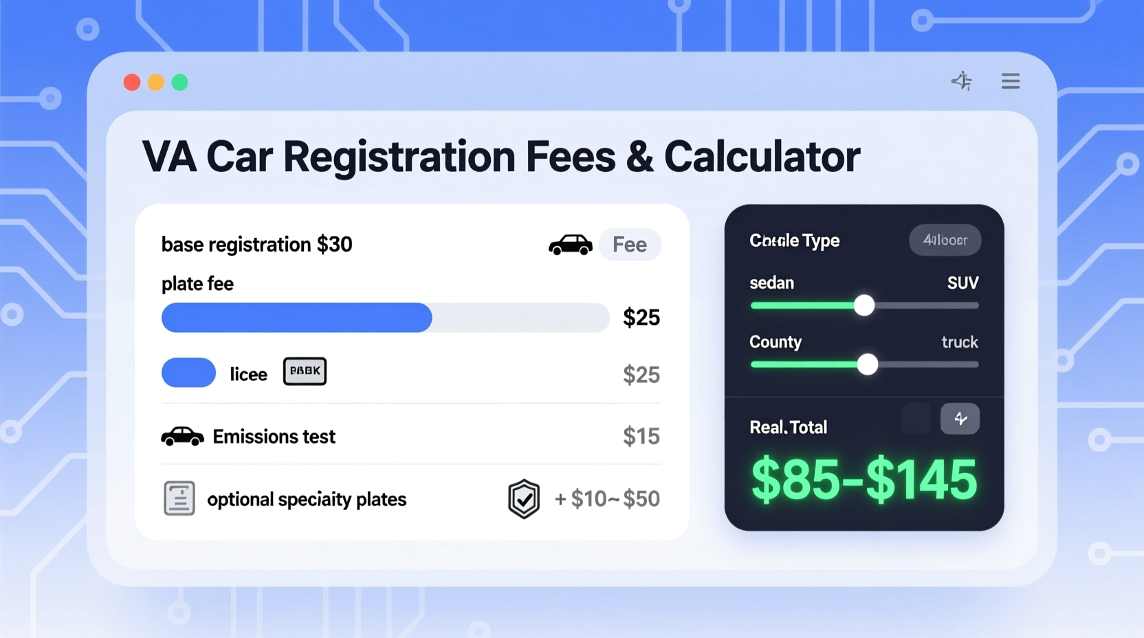 how much is va car registration