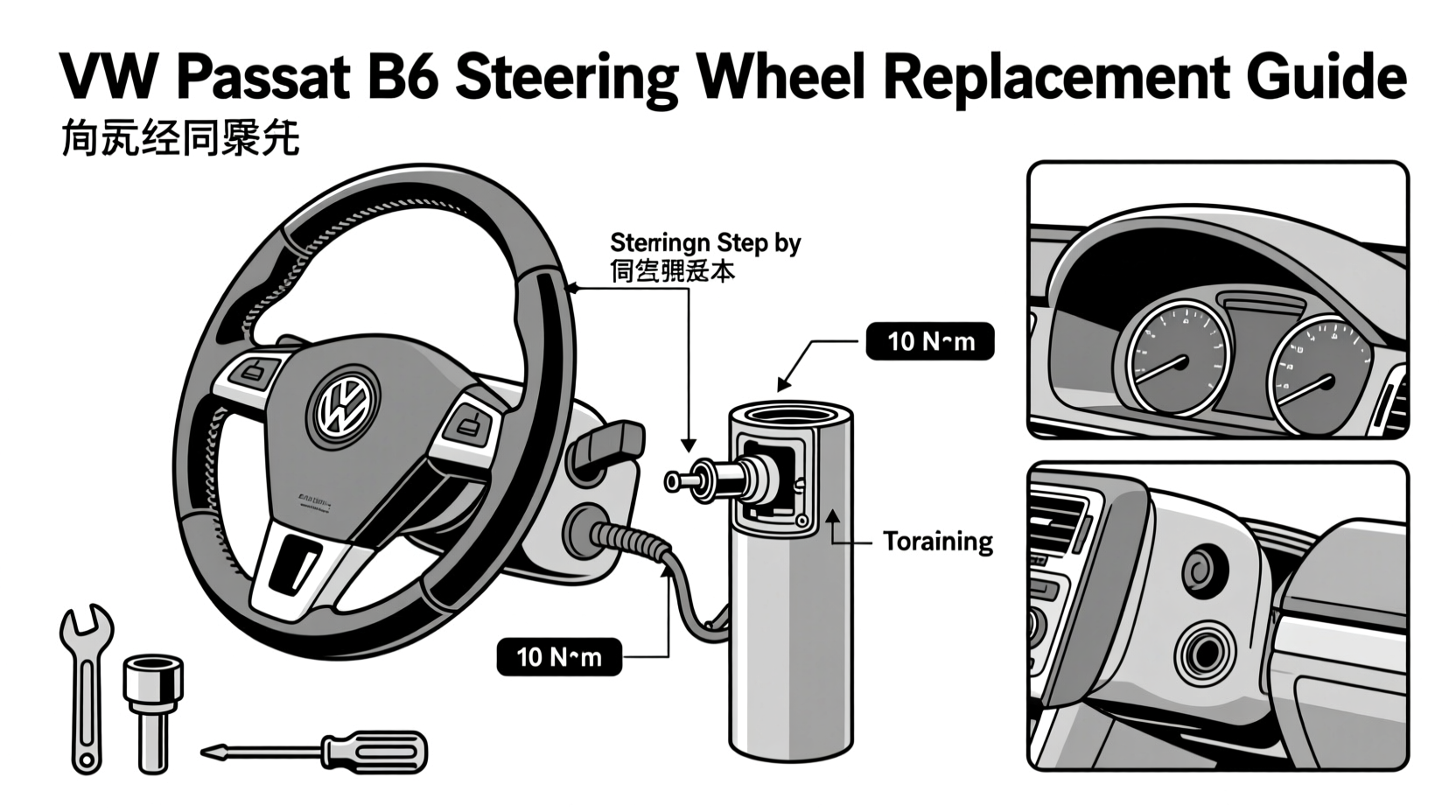 vw passat b6 steering wheel replacement