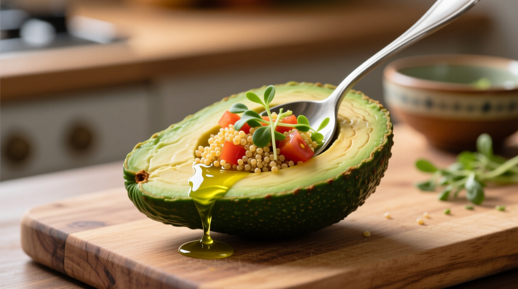 pour stuff into the avocado hole