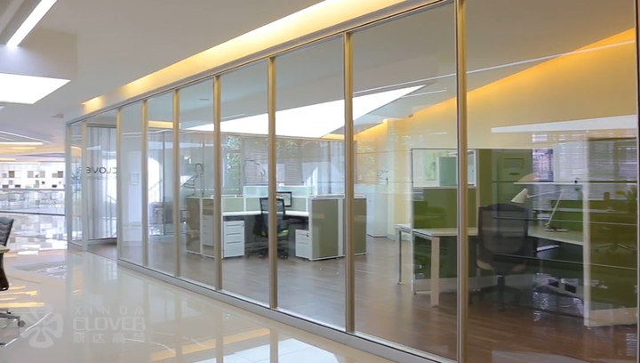 Modern Frameless Glass Partition Wall LED Lighting Aluminum Alloy Frame ...
