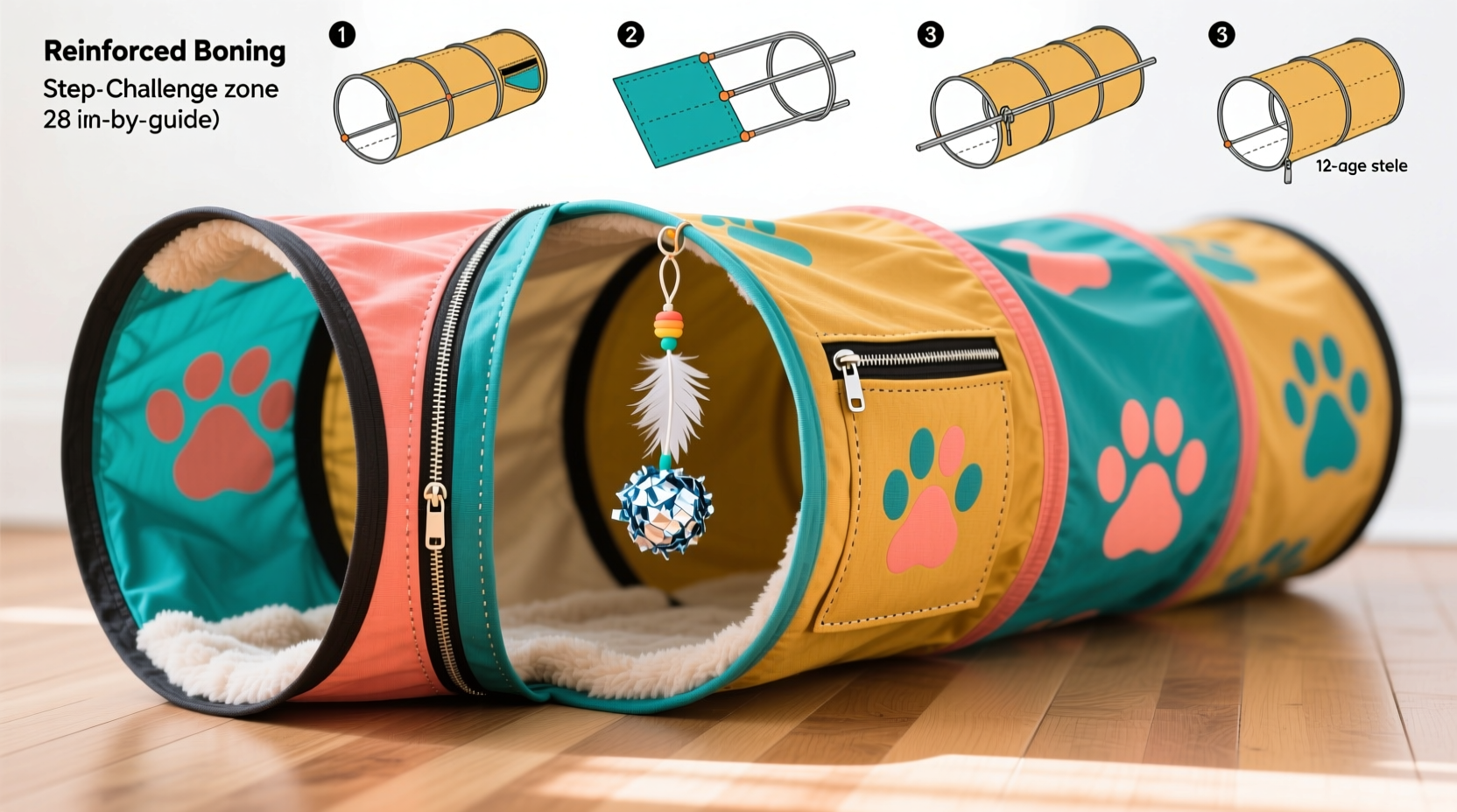 diy cat tunnel toy with boning step by step guide for a durable fun play space