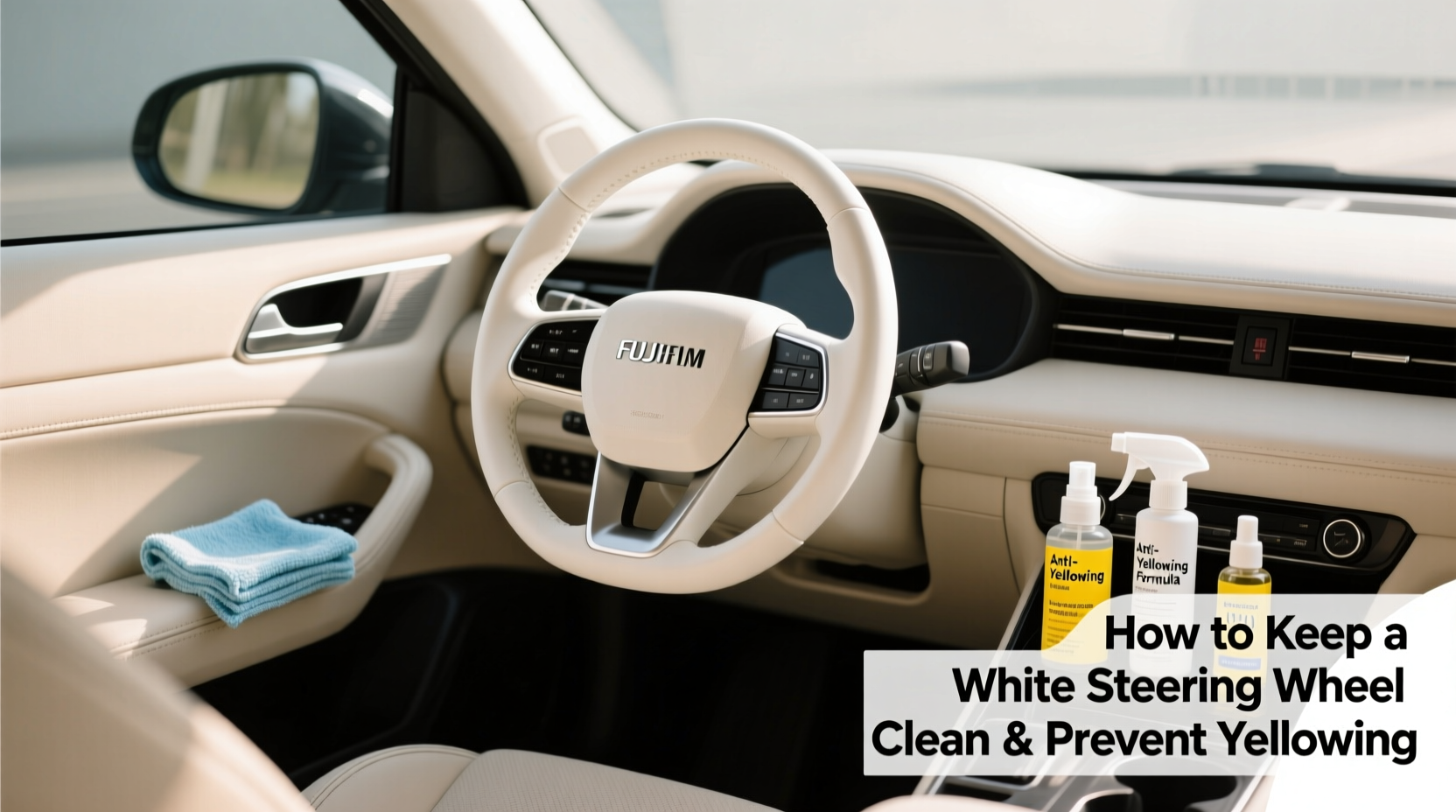 clean white steering wheel no yellowing