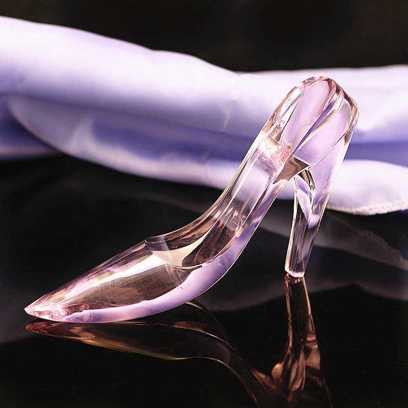 家庭婚礼装饰豪华水晶项目水晶材料女士高跟鞋定制粉红色k9 水晶玻璃