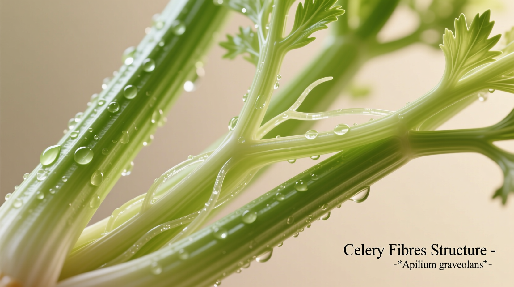 Fresh celery ribs showing fibrous structure