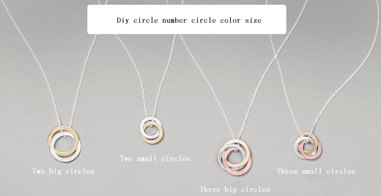 Jóias gravadas DIY minimalista minimalista de aço inoxidável personalizado Gold personalizado Nome de crianças 3 círculo de círculo de círculo de pingente conectado 
