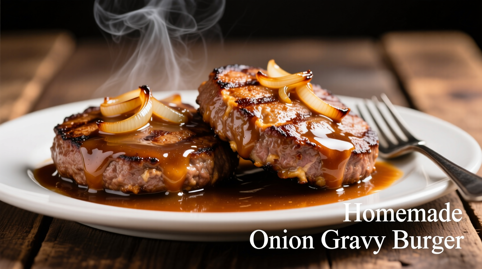 Hamburger steaks smothered in rich onion gravy