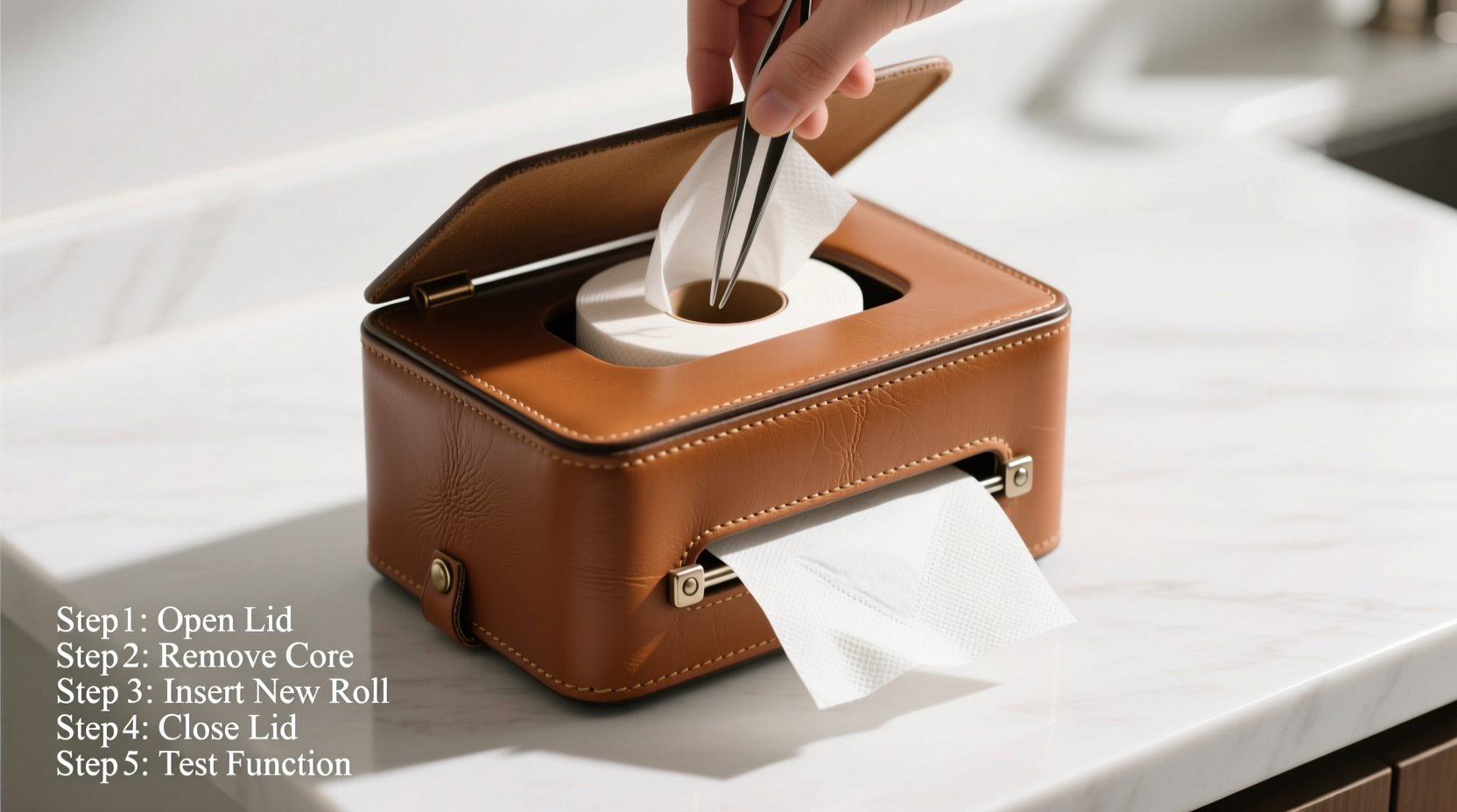 step by step guide to easily refill and maintain your leather tissue dispenser