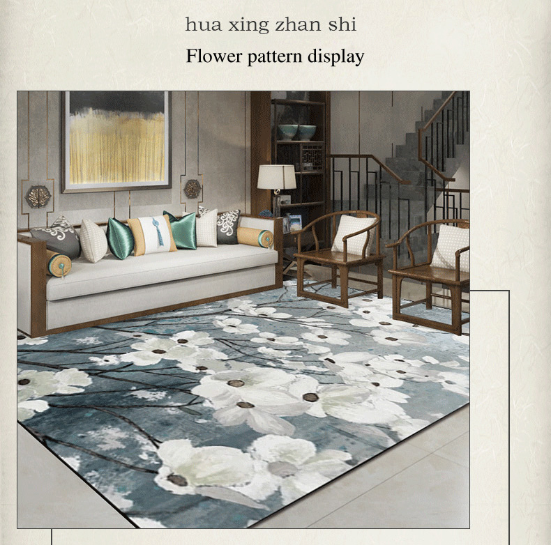 Chinese style restaurant household home center printed luxury landscape bedroom carpet big living room floor rug